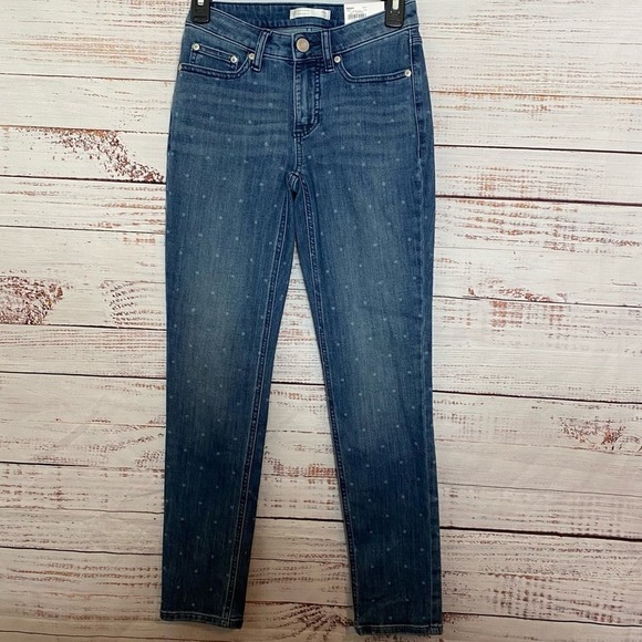 LC Lauren Conrad Size 2 polka Dot mid rise slim skinny jeans NWT - Picture 1 of 6